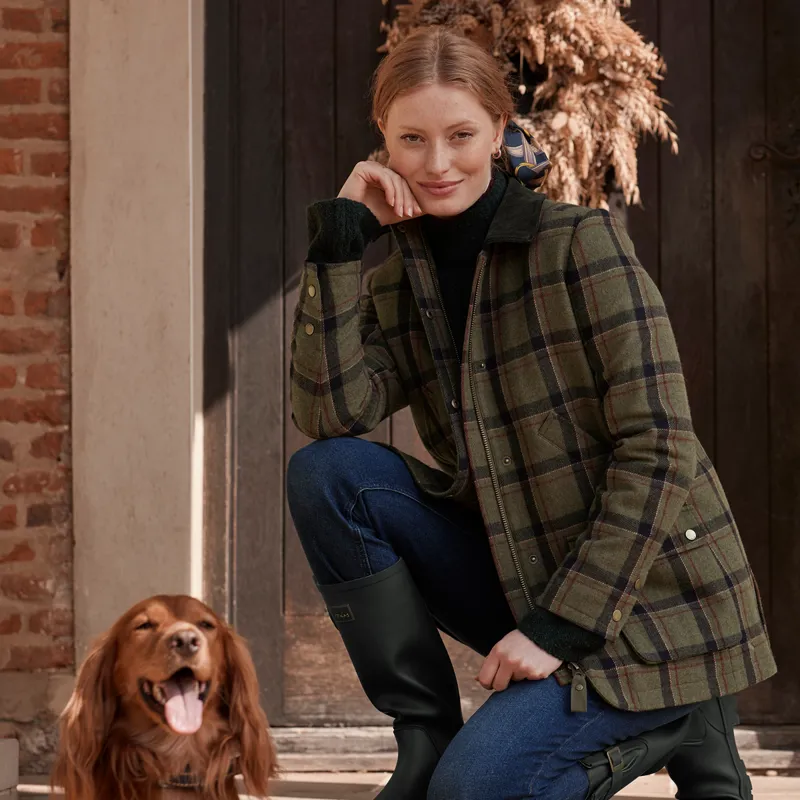 Joules Women's Berkley Tweed Fieldcoat - Green Tweed-6